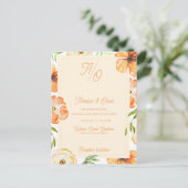 Carte Postale Peach Garden Meadow Floral Monogram Wedding Invite (Debout devant)