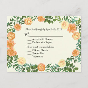 Carte Postale Peach Ivory Mariage Rose Vintage