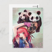 Carte postale Peach Ninja Pandas (Devant / Derrière)