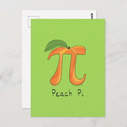 Carte postale Peach Pi Cute Math Pi Day (Devant / Derrière)