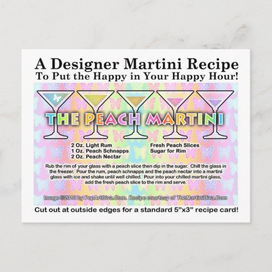 Carte Postale Peach Spring Martini Recette (Devant)