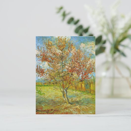 Carte Postale Peach Tree rose en fleurs par Vincent van Gogh (Debout devant)