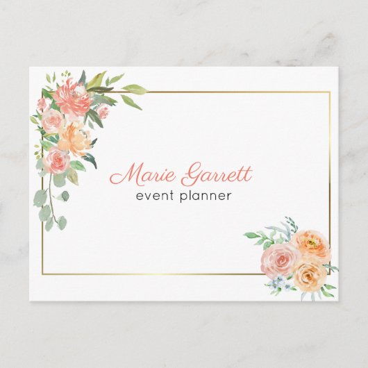 Carte Postale Peach Watercolor Flowers (Devant)