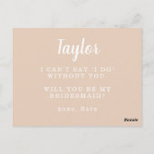 Carte Postale Peach White Country Floral Bridesmaid Proposition (Dos)