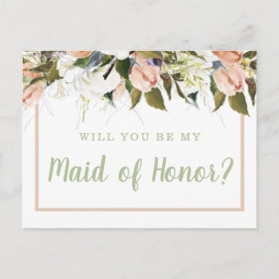 Carte Postale Peach White Country Floral Maid of Honor Propositi