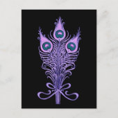 Carte Postale Peacock Art Déco Plumes Thème Mariage (Devant)