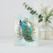 Carte Postale peacock beautiful turquoise vintage shabby bird (Debout devant)