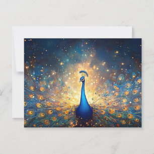 Carte Postale Peacock cosmique avec plumes étoilées