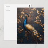 Carte Postale Peacock en bleu et or (Devant / Derrière)