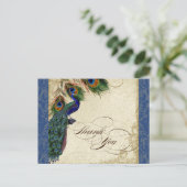 Carte Postale Peacock & Feather Forme Merci Note Bleu Marine (Debout devant)