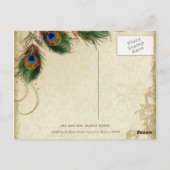 Carte Postale Peacock & Feather Forme Merci Note Bleu Marine (Dos)