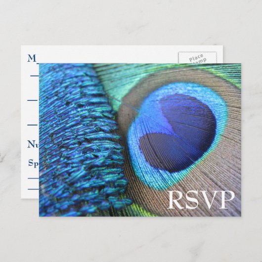 Carte postale Peacock Feather RSVP (Devant / Derrière)