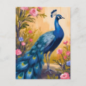 Carte Postale Peacock Feathers Beau Animal Floral (Devant)