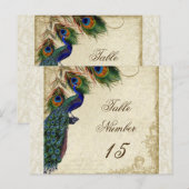 Carte Postale Peacock & Feathers Numéros de tableau des Mariages (Devant / Derrière)