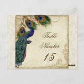 Carte Postale Peacock & Feathers Numéros de tableau des Mariages (Dos)