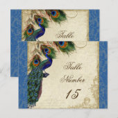 Carte Postale Peacock & Feathers Numéros de tableau des Mariages (Devant / Derrière)