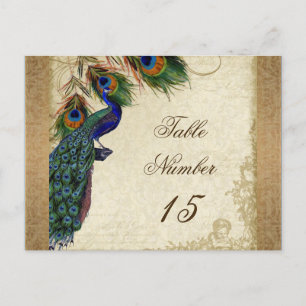 Carte Postale Peacock & Feathers Vintage Gold Look Damask Swirl