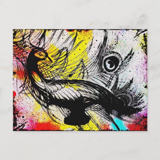 Carte postale Peacock Graffiti (Devant)