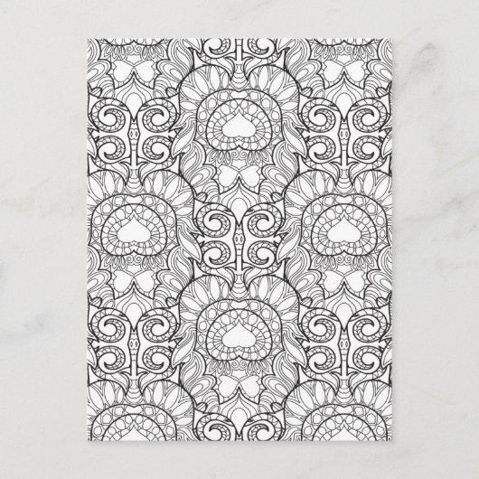 Carte Postale Peacock Motif Doodle (Devant)