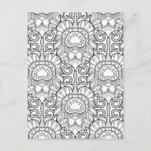 Carte Postale Peacock Motif Doodle