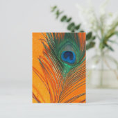 Carte Postale Peacock plumes avec Parties scintillant orange (Debout devant)