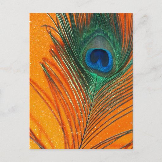 Carte Postale Peacock plumes avec Parties scintillant orange (Devant)