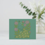 Carte Postale Peacock Turquoise vintage (Debout devant)
