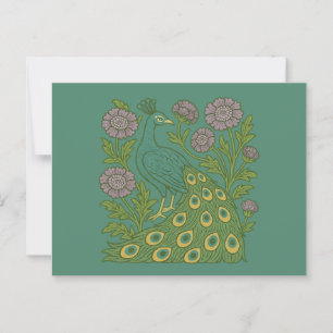 Carte Postale Peacock Turquoise vintage