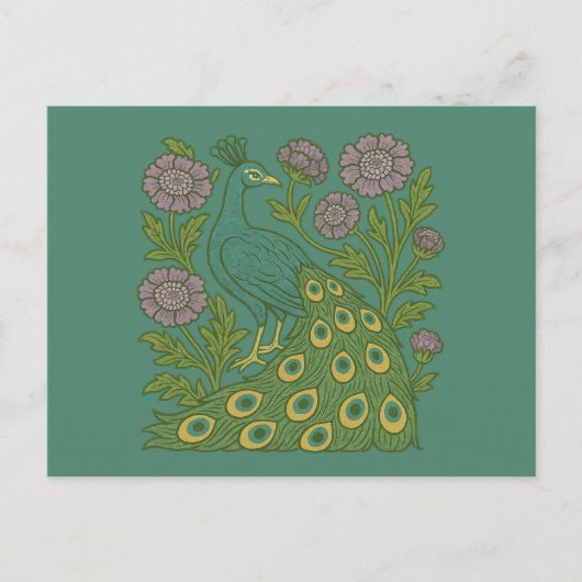 Carte Postale Peacock Turquoise vintage (Devant)