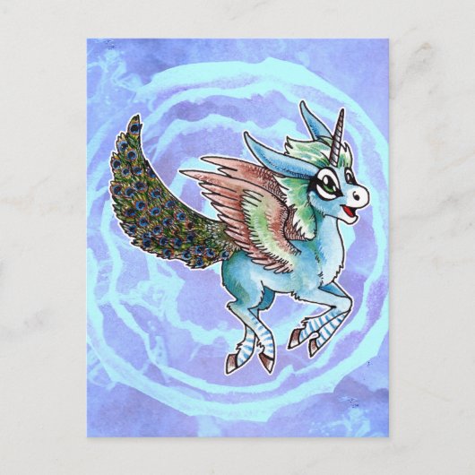 Carte Postale Peacock Unicorn (Devant)