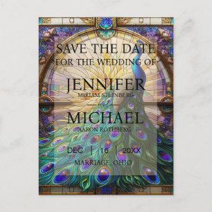 Carte Postale Peacock Vitrail Save the Date Cards