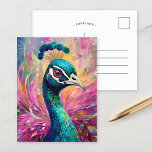 Carte Postale Peacock Whimsical Art Moderne Impressionniste<br><div class="desc">Une peinture impressionniste moderne fantaisiste d'un paon. L'art prend vie avec des couleurs vives et vives, turquoise, rose et des touches d'or. Les plumes majestueuses du paon s’expriment par des coups de pinceau tourbillonnants abstraits, créant un sentiment de mouvement et d’imaginaire. Cette pièce dynamique allie des choix de couleurs audacieux...</div>