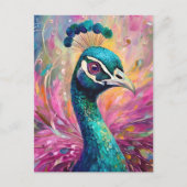 Carte Postale Peacock Whimsical Art Moderne Impressionniste (Devant)