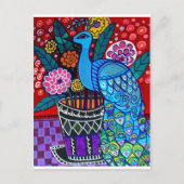 Carte Postale Peacocks avec Fleurs Art par heather Galler (Devant)