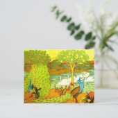 Carte Postale Peacocks et Swans Art Nouveau (Debout devant)