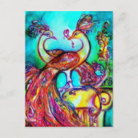 PEACOCKS IN LOVE MONOGRAM rouge bleu turquase vert