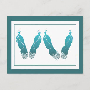 Carte postale Peacocks turquoise et Oracle Green A