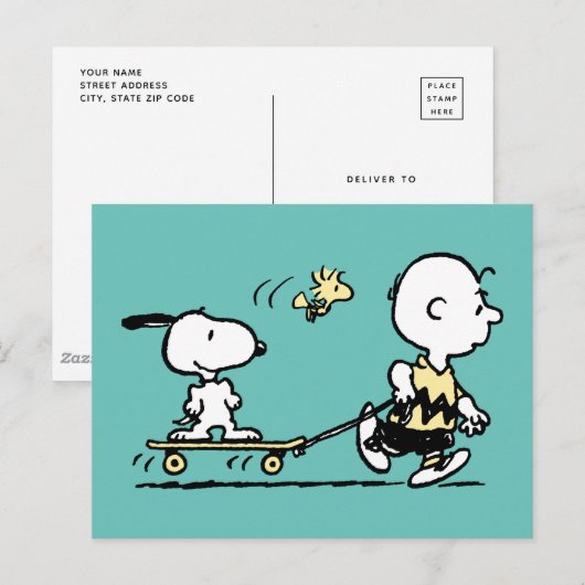 Carte Postale PEANUTS | Amis du skateboard (Devant / Derrière)