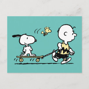 Carte Postale PEANUTS   Amis du skateboard