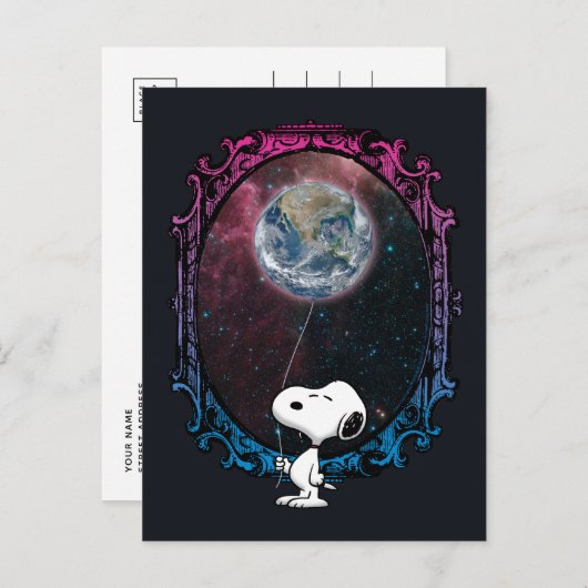 Carte Postale Peanuts | Ballon Snoopy dans l'espace (Devant / Derrière)