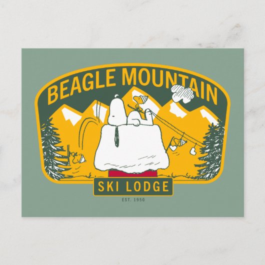 Carte Postale Peanuts | Beagle Mountain Ski Lodge (Devant)