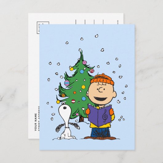 Carte Postale Peanuts | Chanter Noël (Devant / Derrière)