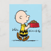 Carte Postale Peanuts | Charlie Brown avec l'assiette de Snoopy (Devant)
