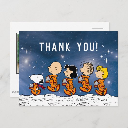 Carte Postale Peanuts | Joyeux Anniversaire dans l'espace Merci (Devant / Derrière)