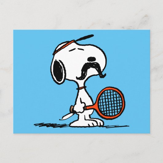 Carte Postale Peanuts | La Moustache de Snoopy Joue au Tennis (Devant)