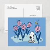 Carte Postale Peanuts | Le jardin de fleurs de Snoopy et Woodsto (Devant / Derrière)
