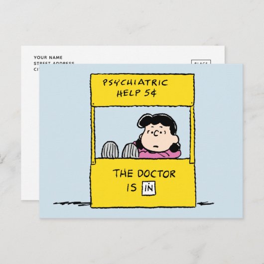 Carte Postale Peanuts | Lucy & the Doctor Is In (Devant / Derrière)