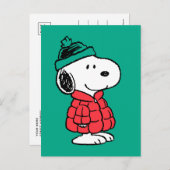 Carte Postale Peanuts | Manteau d'hiver et chapeau de Snoopy (Devant / Derrière)