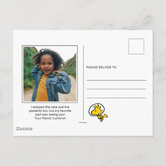 Carte Postale Peanuts | Merci pour mon anniversaire dans l'espac (Dos)