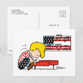 Carte Postale Peanuts | Schroeder Patriote & Son Piano (Devant / Derrière)